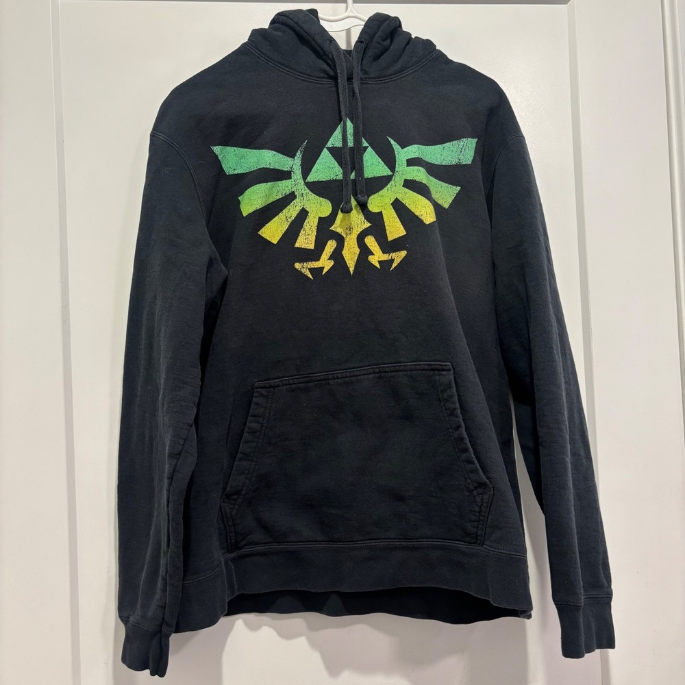 Nintendo Legend of Zelda Wingcrest Triforce Hoodie Black Port & Company Large